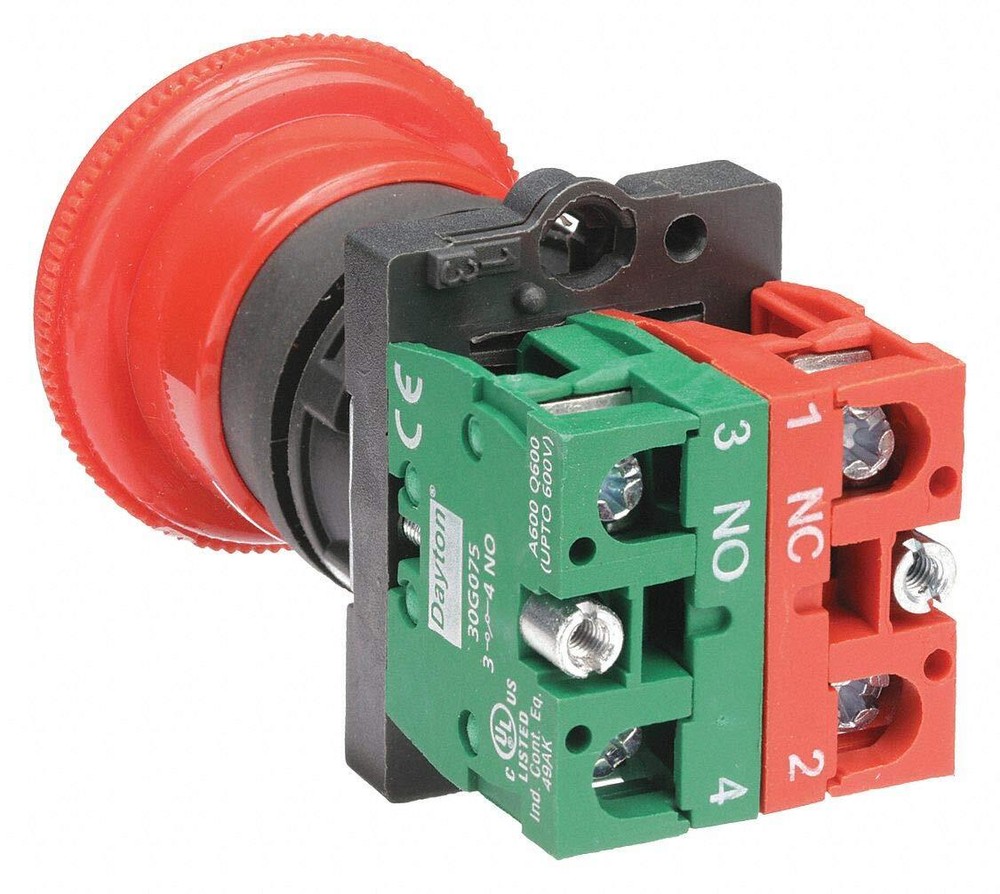 Dayton Emergency Stop Push Button Type of Operator 40mm Mushroom Head Size