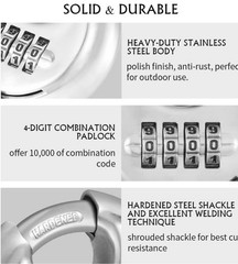 CINCINNO’S 2 Packs 4 Digit Combination Locks Stainless Steel Disc Lock Combo