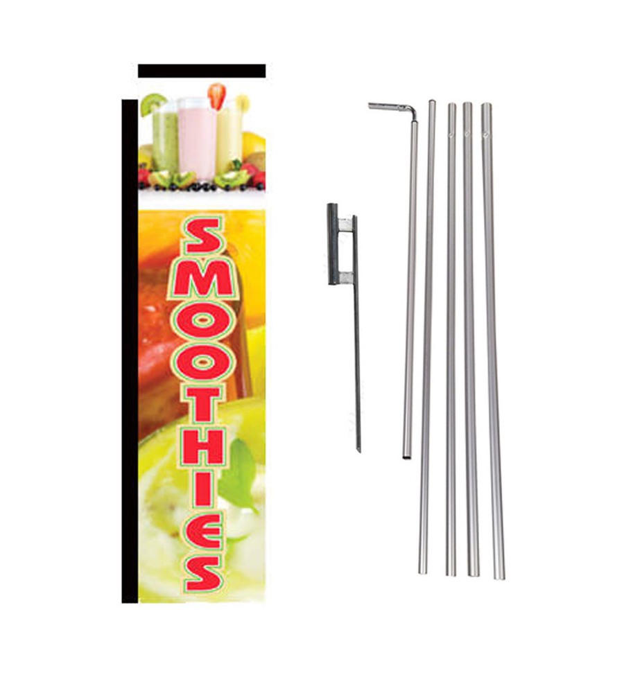 Smoothies 15′ Advertising Rectangle Feather Banner Flag w/ pole+spike