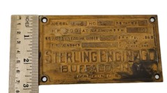 VTG Sterling Engine Co Buffalo New York Brass Tag Engine ID Name Plate Plaque