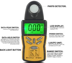 Digital LUX Meter HOLDPEAK 881C Light Meter Measure Range 0.1-200,000 Lux, 0….