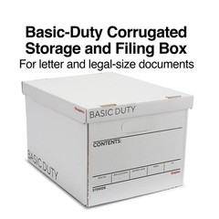Corrugated File Box with Lift Off Lid, Letter/Legal Size, 10 Pack, White/Black