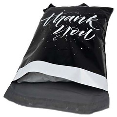 10×13 Thank You Poly Mailers with Handles – Black & Pink Merchandise Shopping Ba