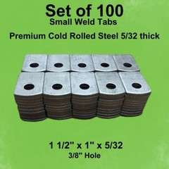 Steel Weld Tabs -100 Pack of Small Weld Tabs, 1 1/2″ x 1″ x 5/32″, 3/8″ Hole