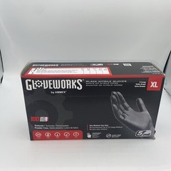 AMMEX GlovePlus Nitrile Gloves, Black – XL (100 Pack). (1054)