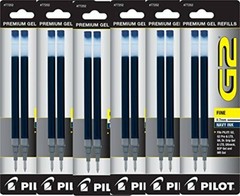 Pilot G2 Gel Ink Refills for Rolling Ball Pen, Fine Point, Navy Blue – 6PK