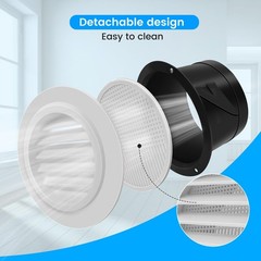 4 Inch Soffit Vents Round Vent Cover with Built-in Fly Screen for 1pack 100mm