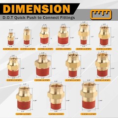 5PCS Air Brake Quick Push to Connect Fittings, 5/8″ Tube OD X 1/2″ NPT Thread Ai