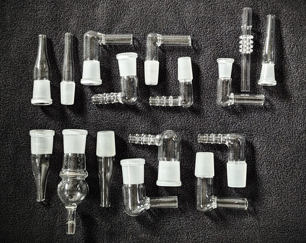 Glass Adapter Whip End/WPA/Joint, 90° Elbow/Straight, M/Male/F/Female 10/14/18mm
