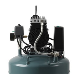 Ultra Quiet 50dB Oil-Free Air Compressor for Dental Use 24L Tank 120V Dual Gauge