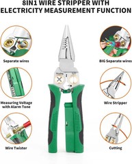 8In1 Wire Stripper Twister for Cutting and Pulling Wires, Cable Scissors,Voltage
