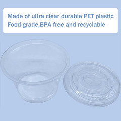 50 Pack 8 OZ Disposable Plastic Cups with Lids,Clear Portion Cups with Flat Lids