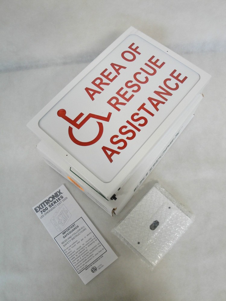 NEW IN BOX EXTRONIX 702-WB-WH-SS1 STEEL EXIT WITH BATTERY, RED LEDS