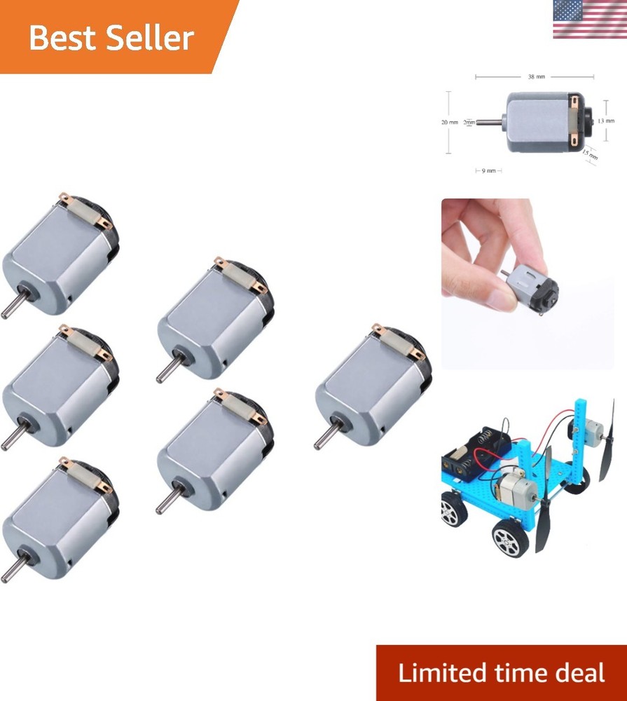 6 Pack Mini Electric Motors (DC 0.5-3V) 5000 RPM for DIY Science Projects
