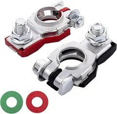 Corrosion Resistant Top Post Battery Terminal Clamps with 2 Washers, 1 Pair