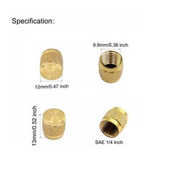 60 Pcs Schrader Valve Caps, Brass 1/4″ Flare Caps Round HVAC 0.25 Inch,