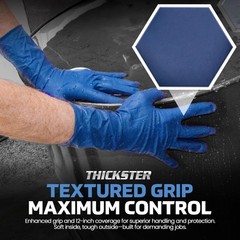 Thickster -Exam Latex Disposable Gloves. Size Medium. Blue, 14 mil Thickness,…