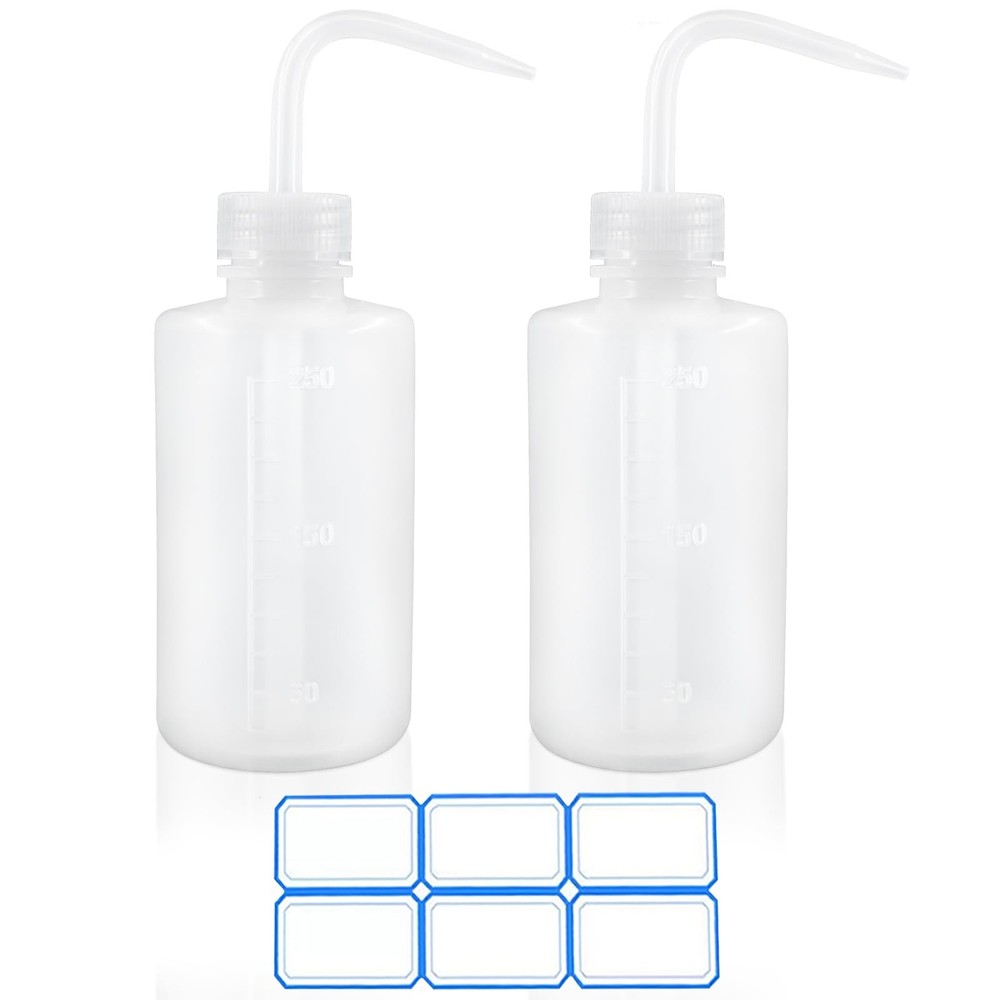 DTDNZKN 2 Pack 8oz 250ml Wash Bottles with Narrow Mouth and Labels – Ideal