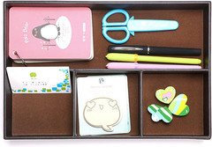 4 Slots Desk Drawer Organizer, PU Leather Drawer Storage Organizer Divider for O