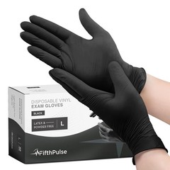 Black Vinyl Disposable Gloves Large 50 Pack – Latex Free, Powder Free Medical…