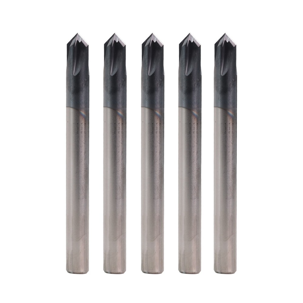 5PCS 1/4″ 4 Flute 90 Degree Carbide Chamfer Mills – Single End – AlTiN Coated