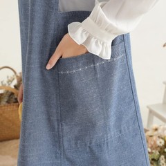 Denim Cotton Apron Sleeveless Big Size Aprons Button with Pocket Kitchen Cook…