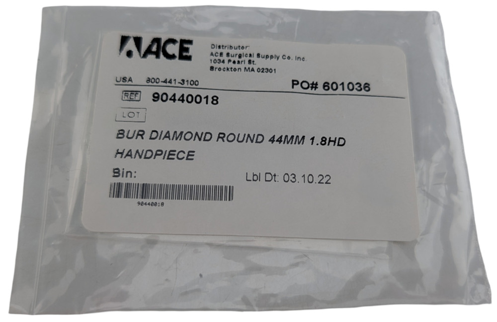 ACE 90440018 Diamond Round Bur #6 44mm 1.8mm HP Handpiece
