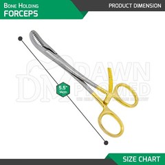 3 Pcs Bone Holding Forceps Curved Serrated 5.5″ Gold Plated Instrument German Gr