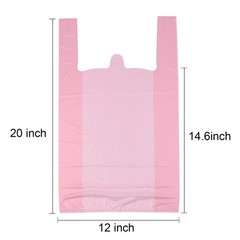 LazyMe T Shirt Bags, Pink Plastic Bags with 50 Count (Pack of 1),