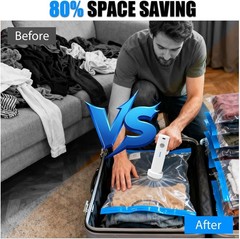Vacuum Seal Bags for Clothing Travel, 16 Pack Vacuum Storage Bags for Clothes