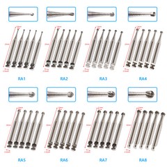 5pcs Dental Round Carbide Bur RA 1# -RA 8# for Slow Speed Latch Type Handpiece