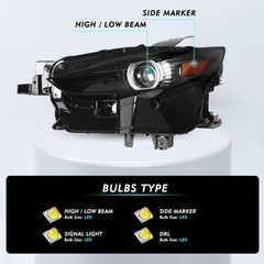 FULL LED Headlight Assembly for 2020-2023 CX-30 without AFS Driver Side LH