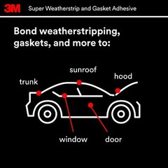 3M Super Weatherstrip and Gasket Adhesive, 08581, 2 fl oz Tube, Black