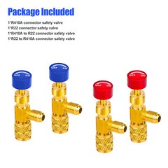 4pcs Air Conditioning Refrigerant Charging Valve, Safety Adapter for R22 R410A