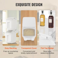 VEVOR 2x15L Ingredient Storage Bin Dog Pet Food Storage Container On Wheel w/Cup