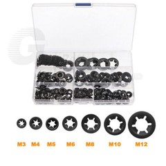 340pcs Internal Tooth Star Lock Spring Quick Washer Push On Speed Nut Assortment