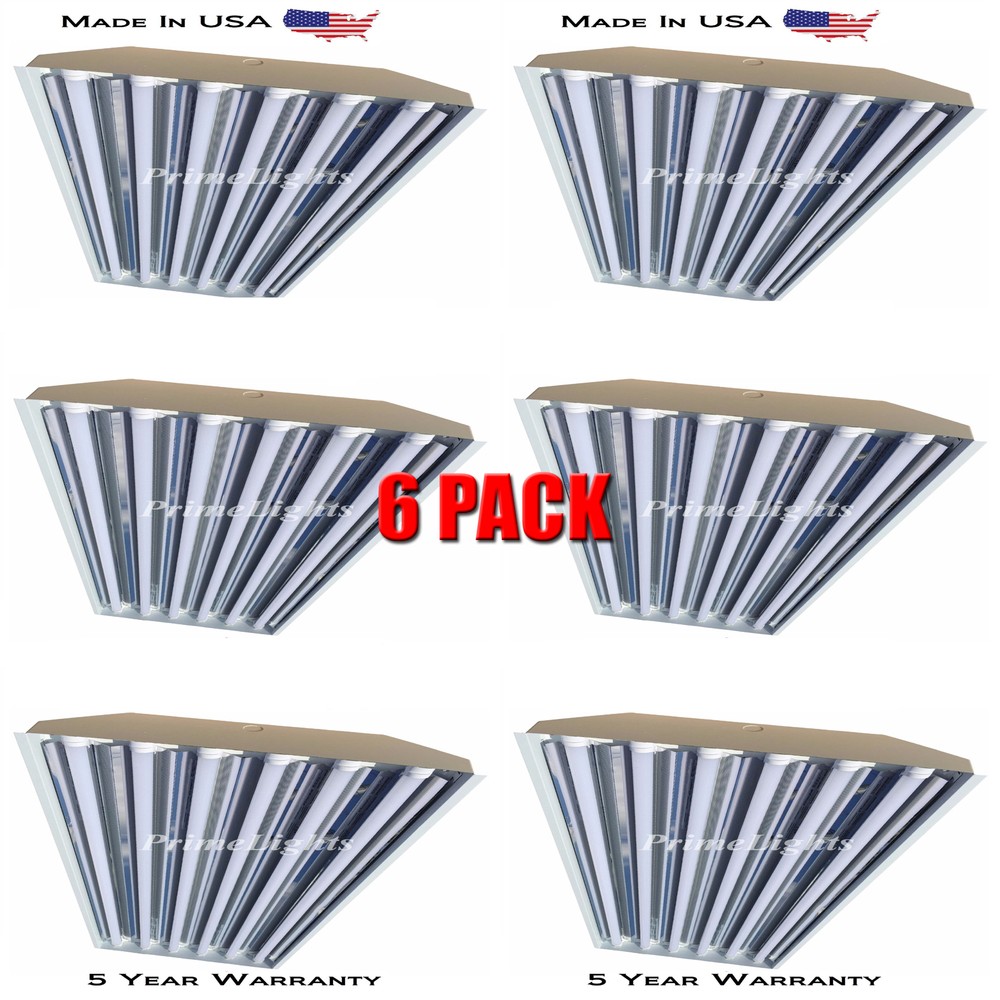 QTY(6) 6 Bulb / Lamp T8 LED High Bay Warehouse, Shop, Commercial Light Fixture