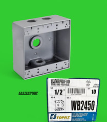 SOUTHWIRE WB2450 1/2” 4 HOLE, WEATHERPROOF DOUBLE GANG BOX (QTY 10)