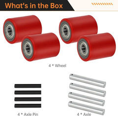 Pallet Jack Load Wheels 3″ x 3.75″ with Bearings – 2 Pair Replacement Set