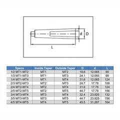 MT3 Spindle to MT2 Arbor Morse Taper Adapter Reducing Drill Sleeve For Lathe