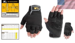 Men’s Extra Large Fingerless Work Gloves – Durable Synthetic Leather Palm