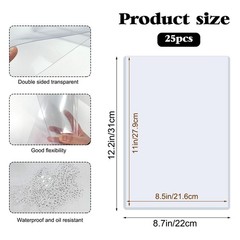 25 Pack 8.5″ x 11″ Hard Sheet Protectors Rigid Print Protectors Clear Waterpr…