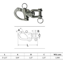3-1/2″ Jaw Swivel Snap Shackle Marine Stainless Steel Quick Release 4 Pcs
