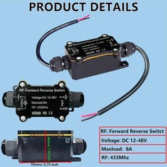 Forward and Reverse Remote Switch,DC 12V to 48V 8A Waterproof Remote Control Swi