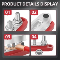 DaierTek Power Distribution Block with Cover Mini 5 x 1/4″ 5M6, red or black