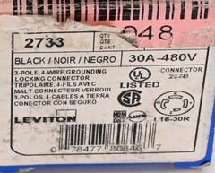 Leviton 2733 Locking Plug Black 30A 480V 3P 4 Wire Grounding L16-30R