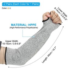 2Pairs l Arm Protectors Sleeve Cut Resistant Sleeve with Thumb Hole Yellow Gray
