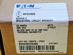 BRAND NEW EATON HFD65K HFD2020 2 POLE INDUSTRIAL 2 POLE CIRCUIT BREAKER