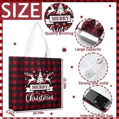 Bencailor 2 Pcs Christmas Canvas Tote Bags Classic Christmas, Red and Black