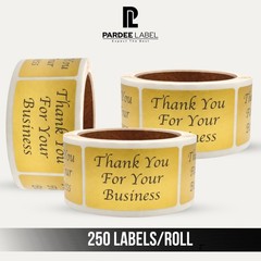 Thank You For Your Business Stickers Gold 2×3 Labels 250/Roll